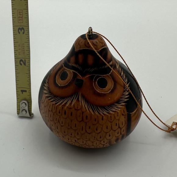 Peru Owl Gourd Ornament Hand Painted LUCMA - Picture 10 of 10
